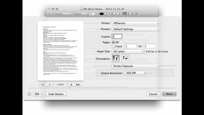 Mac os pdf printer